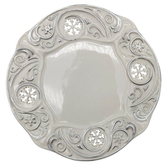 Yankee Candle Large Jar Shade Topper & Plate Silver Snowflake Cutout READ - Picture 8 of 9